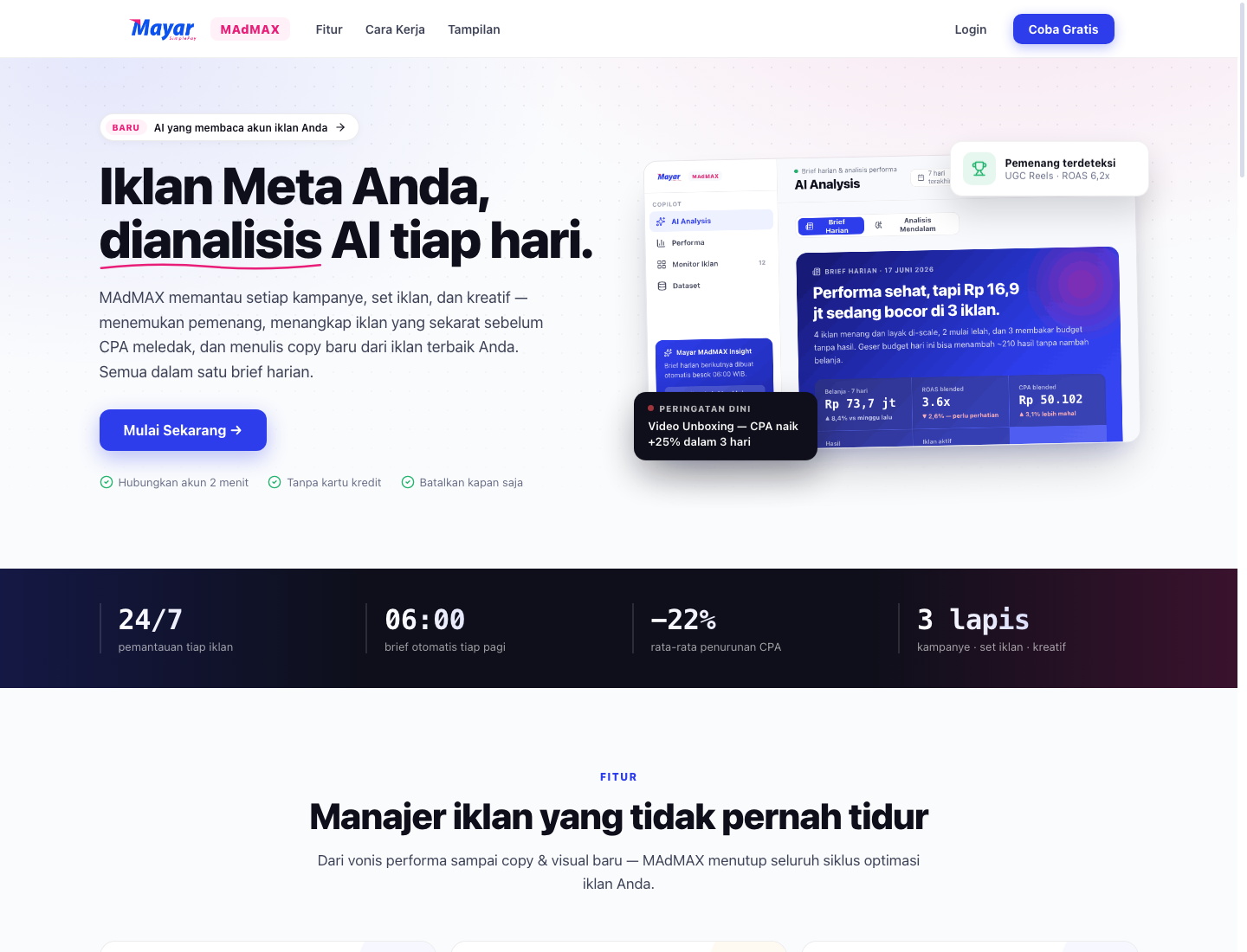 MAdMAX landing page screenshot