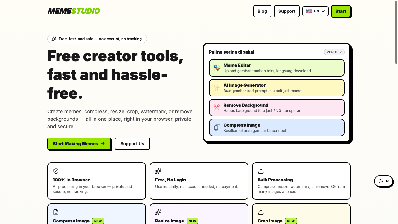 Meme Studio website screenshot